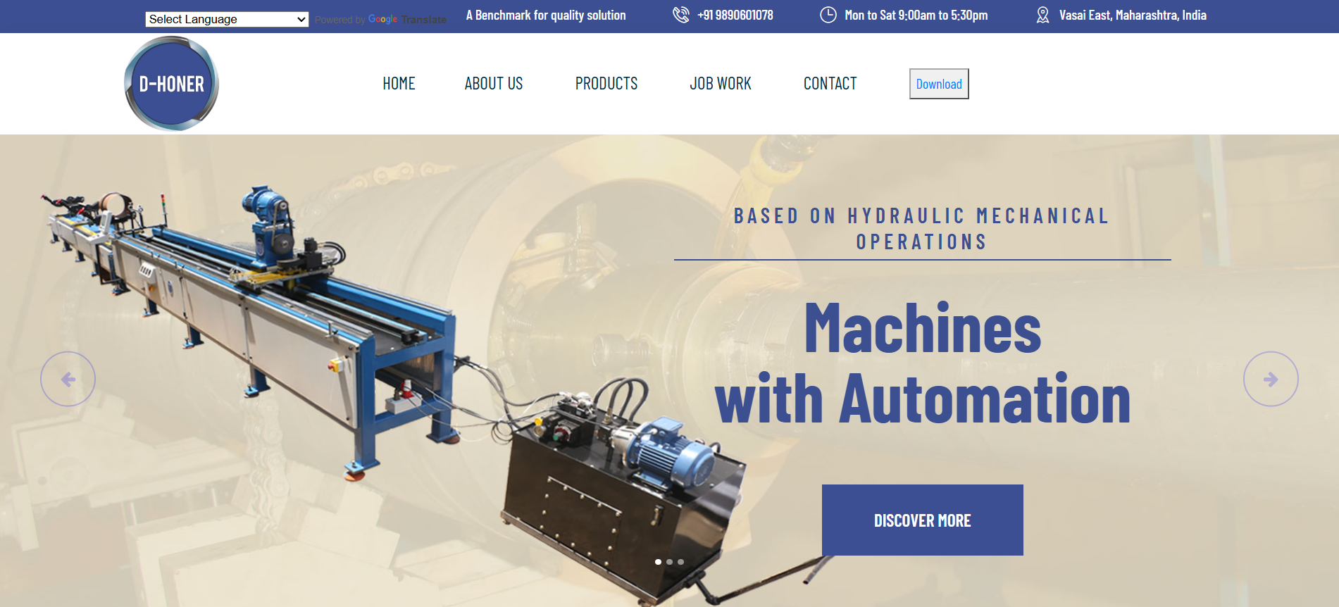 Homepage screenshot of dhoner.com