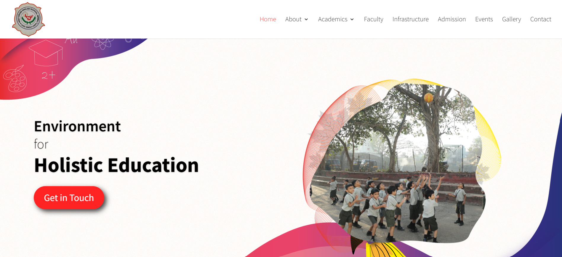 Homepage screenshot of holycrossenglishnirmal.com