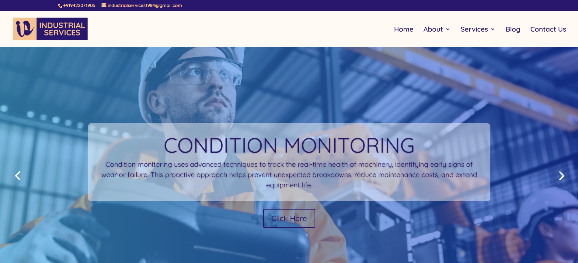 Homepage screenshot of industrialservices.co.in
