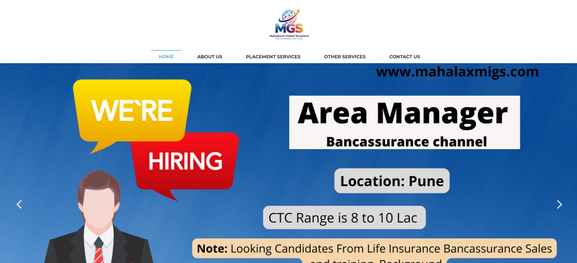 Homepage screenshot of mahalaxmigs.com