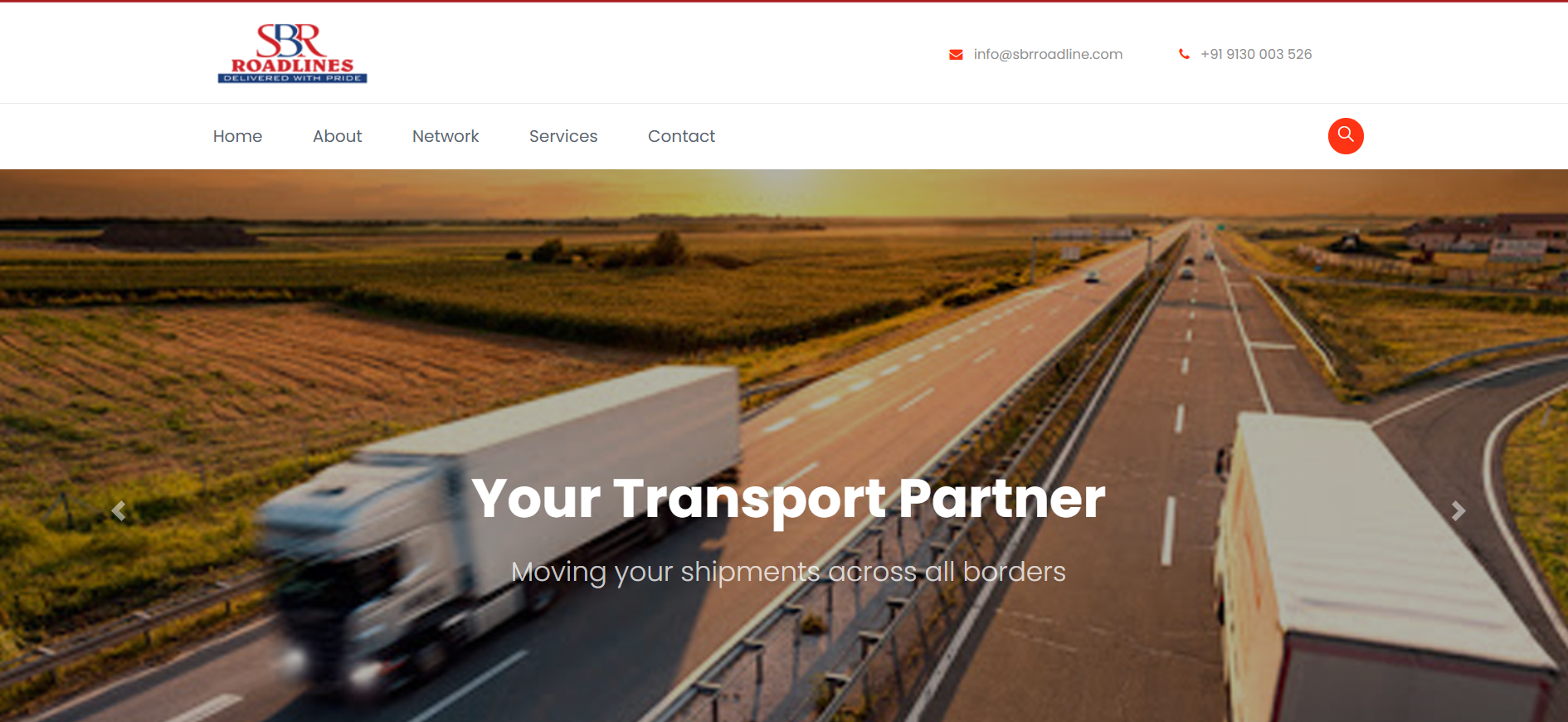 SBR Roadlines website screenshot