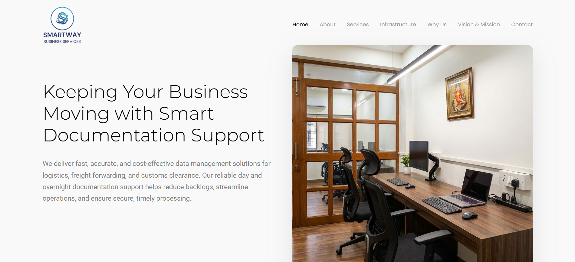 Homepage screenshot of swbservices.in